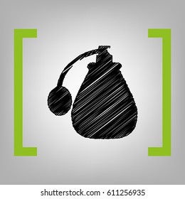 Vector black perfume icon set. Perfume Icon Object, Perfume Icon Picture. Vector. Black scribble icon in citron brackets on grayish background.