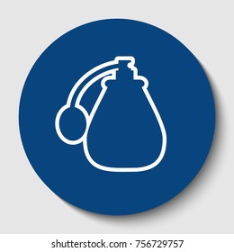 Vector black perfume icon set. Perfume Icon Object, Perfume Icon Picture. Vector. White contour icon in dark cerulean circle at white background. Isolated.
