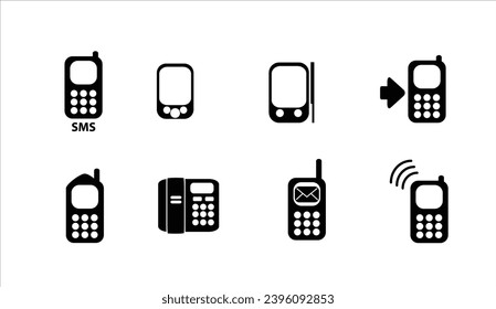 conjunto de iconos vectoriales de teléfono negro. conjunto de iconos de teléfono.