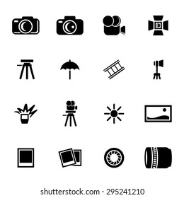 Vector black photo icon set on white background