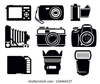 vector black photo icons set on white