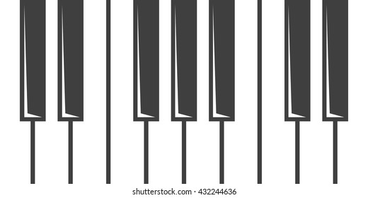 Vector black piano key icon on grey background. 