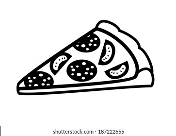 vector black piece of pizza icon on white