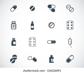 Vector black pills icon set