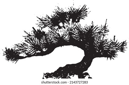 Vector Black Pine Treeplant Sketch Hand Stock Vector (Royalty Free ...