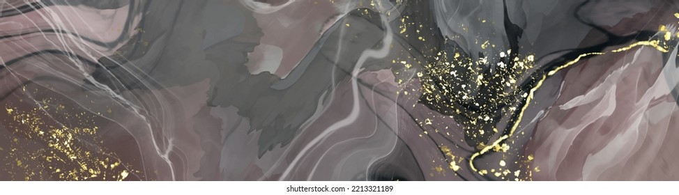 Vector black pink banner. Hand drawn abstract paint brush stroke. Wave element.