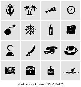 Vector black pirate icon set
