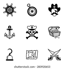 Vector Black Pirates Icon Set