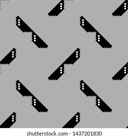 Vector Black Pixel Sunglasses Seamless Pattern Isolated on Grey Background