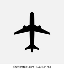 Vector black plane icon, vector airplane sign, isolated on the white background. Travel symbol in flat style.