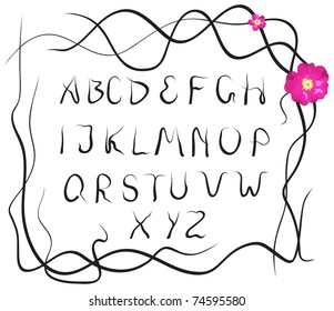 Vector black plant alphabet on a white background