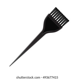 Vector Black Plastic Hair Coloring Brush Comb Top View Isolated on White Background