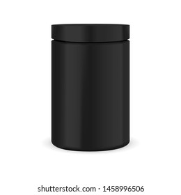 Vector Black Plastic Jar Mockup