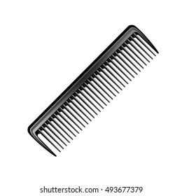 Vector Black Plastic Pocket Hair Brush Comb Top View Isolated on White Background