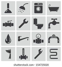 Vector Black  Plumbing  Icons Set