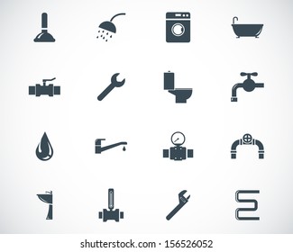 Vector black  plumbing  icons set
