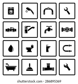 Vector black plumbing icons set