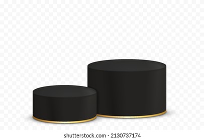 Vector Black Podium Png. Black Pedestal On An Isolated Transparent Background. Podium For Advertising.  PNG.