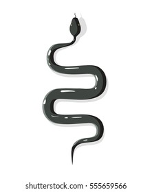 Vector black poisonous snake