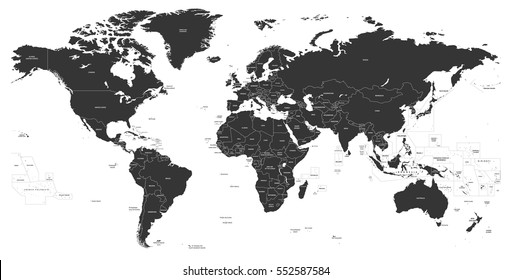 vector black political world map