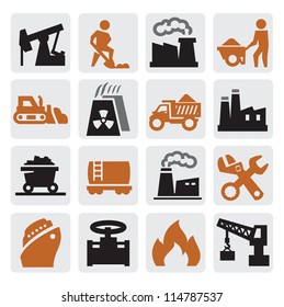 vector black power generation icons set on gray