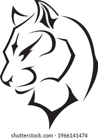Vector Black Puma On White Background