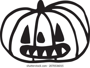 vector black pumpkin with halloween face graphic icon