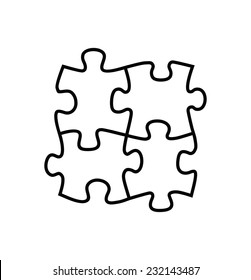 Vector Black Puzzles Icon On White Background