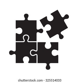 vector black puzzles icon on white background
