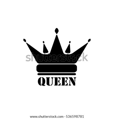 vector black queen crown icons on white background