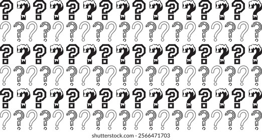 vector black question marks on white background , seamless pattern.