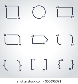Vector black quote form icon set.