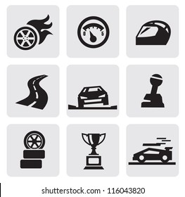 vector black race icons set on gray