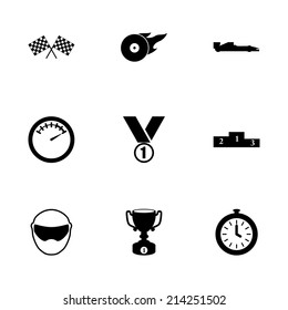 Vector black racing icons set on white background