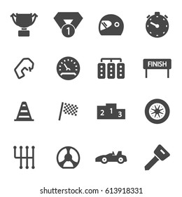 Vector black racing icons set on white background