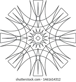 Vector black radial mandala on white background
