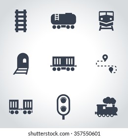 Vector Black Railroad Icon Set