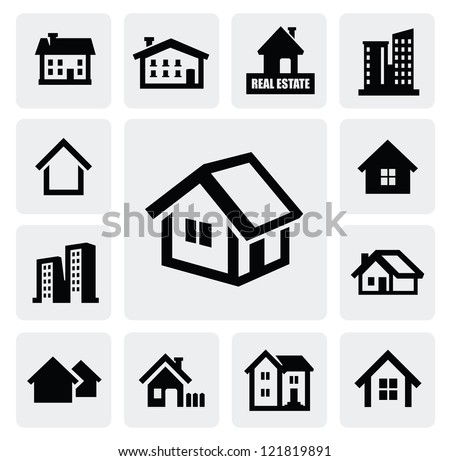 vector black real estate set on gray