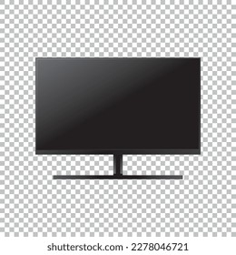 Pantalla de monitor de computadora con visión realista de negro sobre fondo transparente.