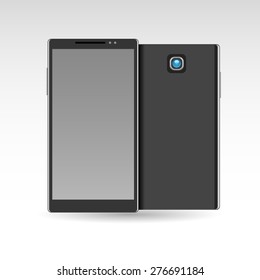 Vector black realistic mobile phones, modern digital device for your design