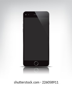 vector black realistic phone, with empty screen isolated