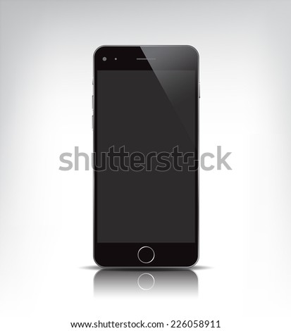 vector black realistic phone, with empty screen isolated