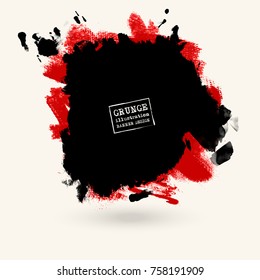 Vector black red color brush strokes. Watercolor monochrome Grunge isolated elements. Smoke brushes for your design. Freehand. Ink splash. Acrylic stamp. Vector illustration