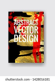 Vector Black, red and Gold Design Template for Brochures, Flyers, Mobile Technologies, Applications, Online Services, Typographic Emblems, Logo, Banners. Golden Abstract Modern Background