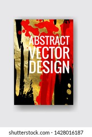 Vector Black, red and Gold Design Template for Brochures, Flyers, Mobile Technologies, Applications, Online Services, Typographic Emblems, Logo, Banners. Golden Abstract Modern Background