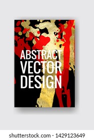 Vector Black, red and Gold Design Template for Brochures, Flyers, Mobile Technologies, Applications, Online Services, Typographic Emblems, Logo, Banners. Golden Abstract Modern Background