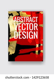 Vector Black, red and Gold Design Template for Brochures, Flyers, Mobile Technologies, Applications, Online Services, Typographic Emblems, Logo, Banners. Golden Abstract Modern Background