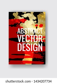Vector Black, red and Gold Design Template for Brochures, Flyers, Mobile Technologies, Applications, Online Services, Typographic Emblems, Logo, Banners. Golden Abstract Modern Background