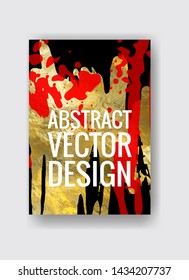 Vector Black, red and Gold Design Template for Brochures, Flyers, Mobile Technologies, Applications, Online Services, Typographic Emblems, Logo, Banners. Golden Abstract Modern Background