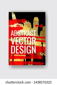 Vector Black, red and Gold Design Template for Brochures, Flyers, Mobile Technologies, Applications, Online Services, Typographic Emblems, Logo, Banners. Golden Abstract Modern Background